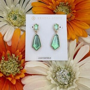 Kendra Scott Hallie Mint Green Gold convertible drop earrings